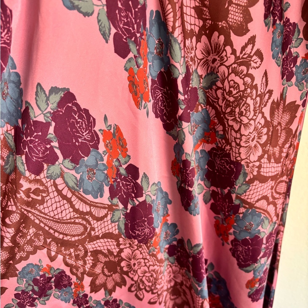 Intimately by Free People Pink Floral Lace Print Maxi Slip Dress| size m | boho - Picture 12 of 13